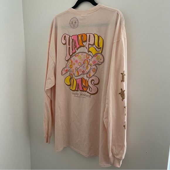 NWT Simply Southern “Happy Days” Turtle Long Sleeve Tee XXL 🌸🐢 - Picture 10 of 12